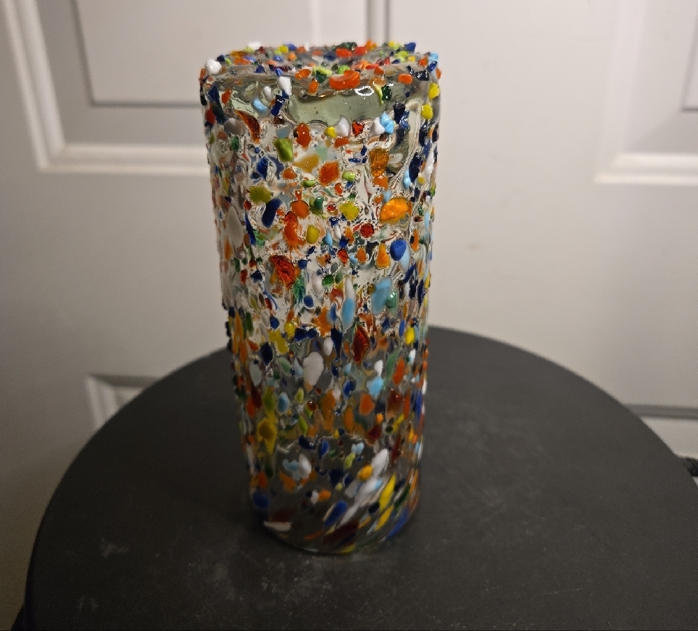 Colorful Multicolor Hand Blown Glass Vase - Picture 8 of 9